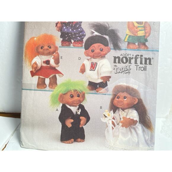 Vtg Norfin Troll Doll Clothes Butterick Pattern #6439 Bride Groom 6 Outfits - Picture 11 of 13